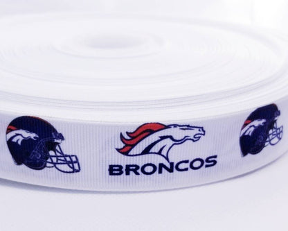 1" Denver Broncos Grosgrain Ribbon. Bright Team Colors NFL Football Sports Ribbon.