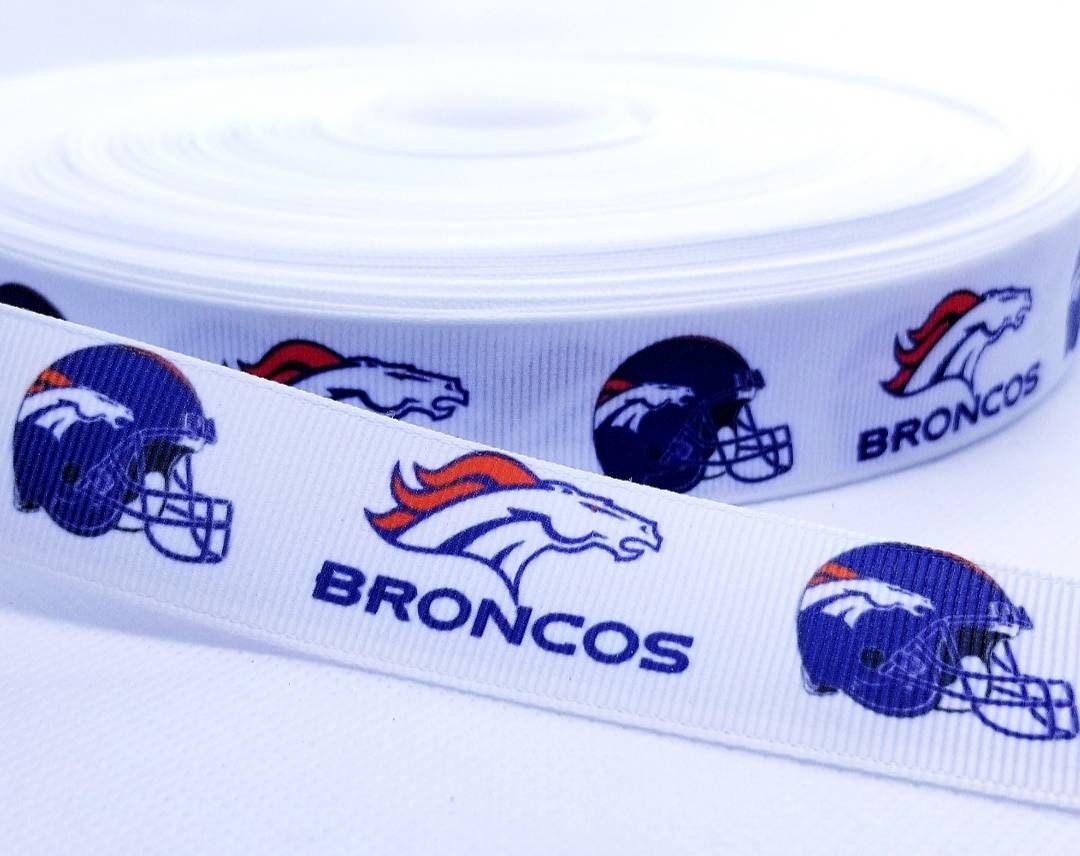 1" Denver Broncos Grosgrain Ribbon. Bright Team Colors NFL Football Sports Ribbon.