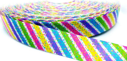 7/8" Easter Stripes with Confetti Bright Colorful grosgrain ribbon. Easter Ribbon