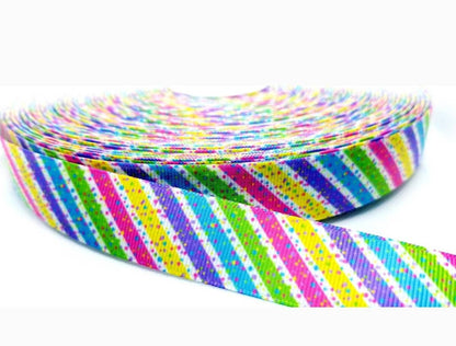 7/8" Easter Stripes with Confetti Bright Colorful grosgrain ribbon. Easter Ribbon