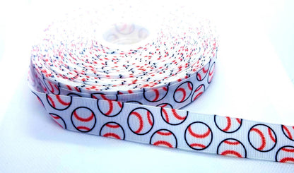 7/8" Major League Baseball Ribbon. Baseball Sports MLB Grosgrain Ribbon. All Teams Ribbon. Baseballs