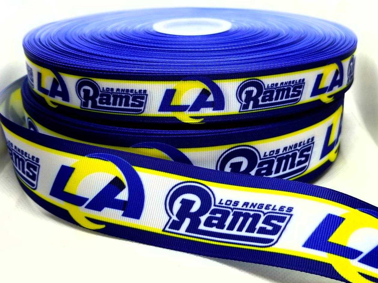 7/8" & 1.5" Los Angeles Rams Grosgrain Ribbon. NFL Football Sports Team Ribbon Gold Los Angeles Rams