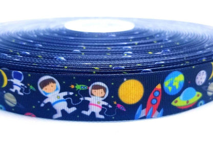 7/8" Kids Space Camp Ribbon. Galaxy Space NASA Grosgrain Ribbon. Martians. Moon Sun Ribbon. Kids Space Party Theme