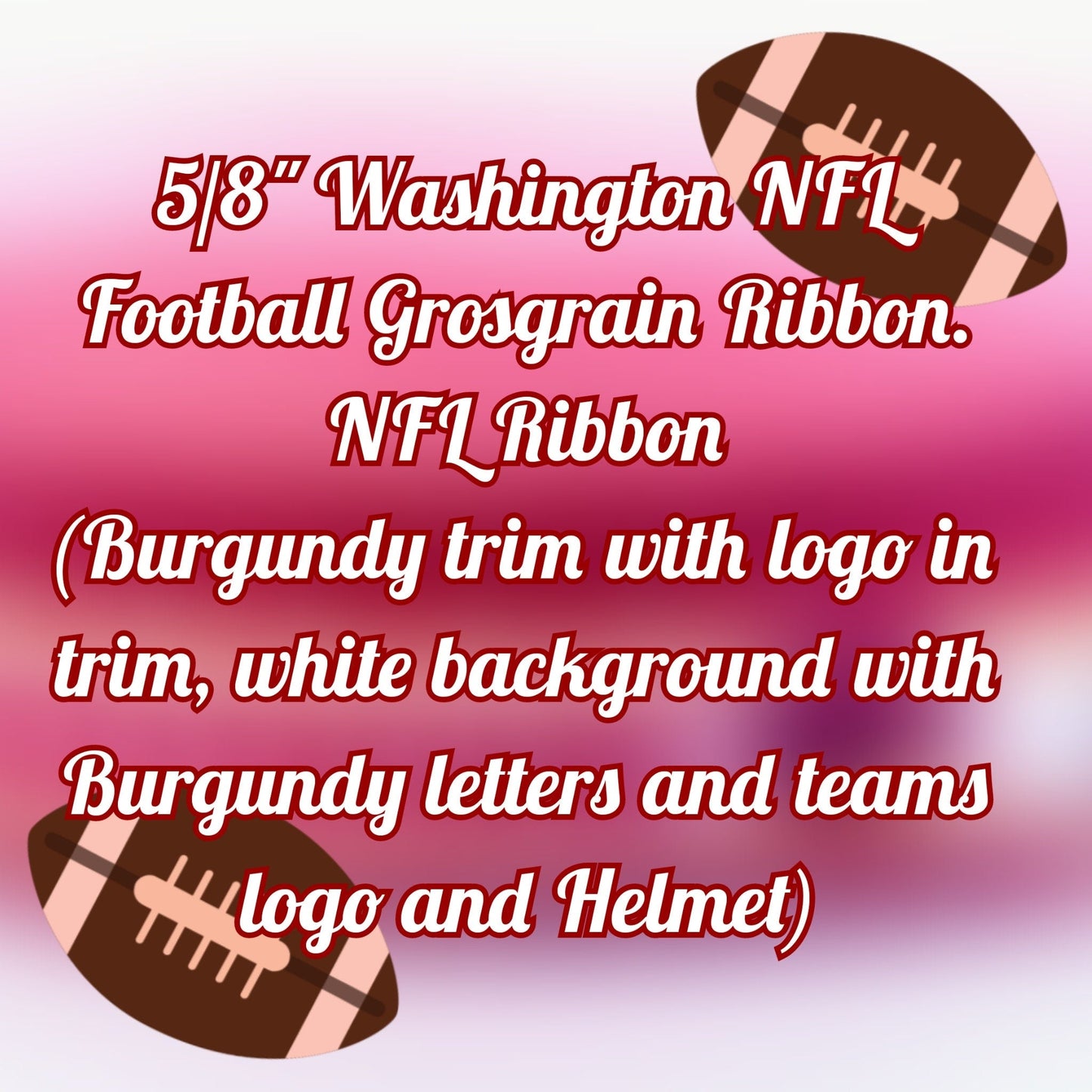 5/8" Washington Football Grosgrain Ribbon. Football Ribbon NFL Sports Ribbon