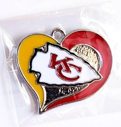 6 in stock - Kansas City Chiefs NFL Football Charms. KC Heart Shaped Charms. Sports Charms. Fashion Jewelry. Sports Favors. Sports Jewelry