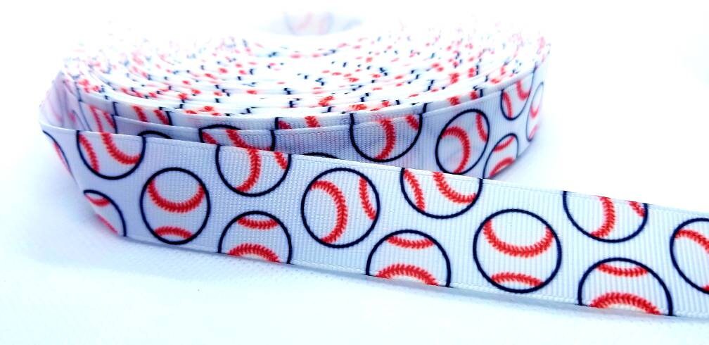 7/8" Major League Baseball Ribbon. Baseball Sports MLB Grosgrain Ribbon. All Teams Ribbon. Baseballs