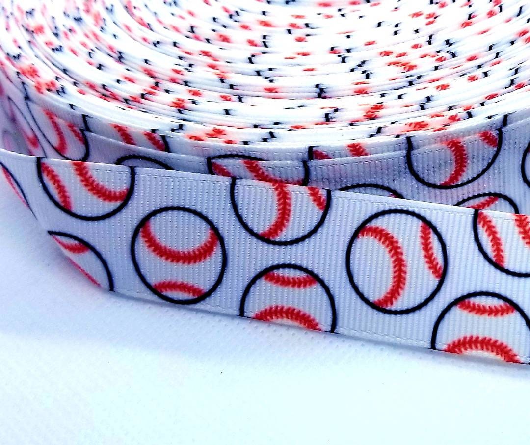 7/8" Major League Baseball Ribbon. Baseball Sports MLB Grosgrain Ribbon. All Teams Ribbon. Baseballs