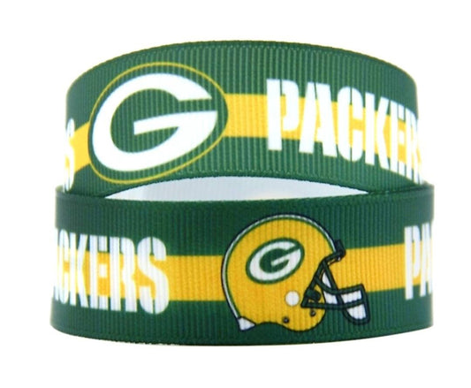 7/8" Green Bay Packers Grosgrain Ribbon. NFL Football Sports Ribbon. Packers Fan