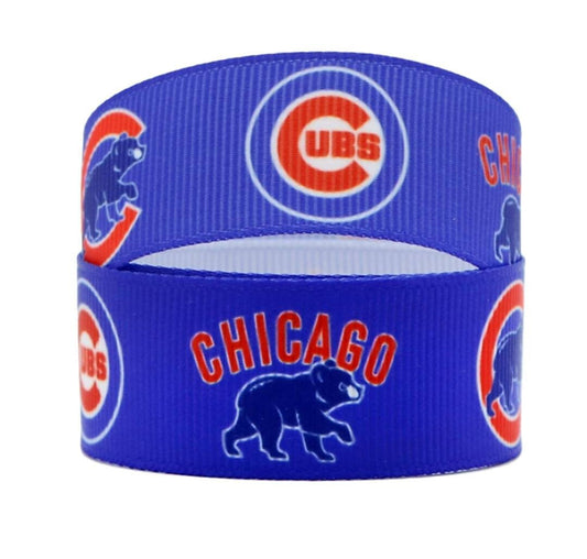 5/8" Chicago Cubs Grosgrain Ribbon. Baseball Sports MLB Ribbon