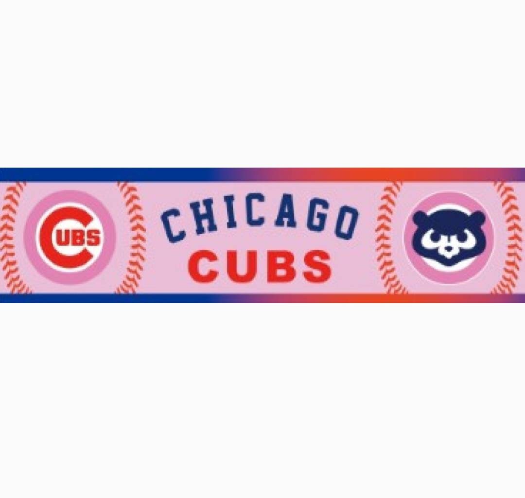 1.5" Pink Chicago Cubs Ribbon. Baseball Sports MLB Ribbon. Patriotic Red White and Blue with Pink background Chicago Cubs Grosgrain Ribbon