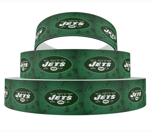 5/8" New York Jets Football Ribbon. NFL  Sports Teams Grosgrain Ribbon. Green NY Jets