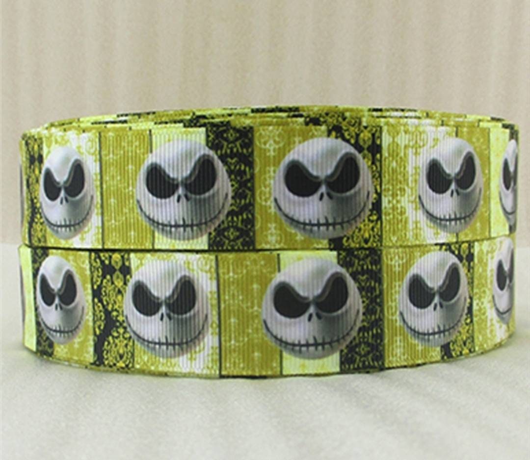 1" Jack Skellington Grosgrain ribbon. Halloween, Nightmare Before Christmas Ribbon.