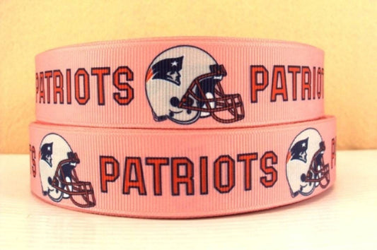 5/8" Pink New England Patriots Grosgrain Ribbon. Football Ribbon NFL Sports Ribbon