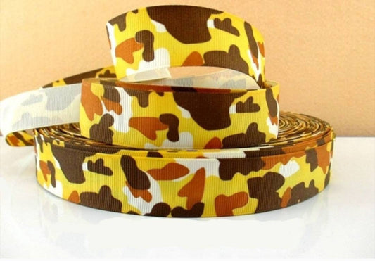 1" Brown and Yellow colored Camouflage Ribbon.