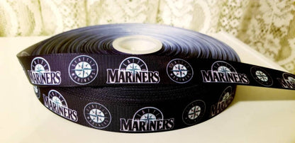 7/8" Seattle Mariners Grosgrain Ribbon. MLB Sports Teams Baseball