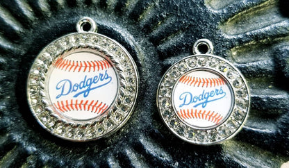 Los Angeles Dodgers MLB Charms.  Baseball Sports Team Charms in Large 2.5cm and Small 2cm Rhinestone Charms