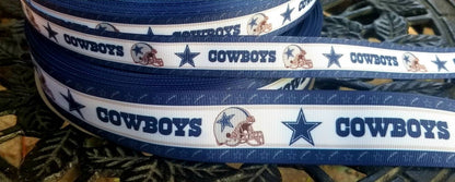 7/8" 1.5" Dallas Cowboys Grosgrain Ribbon. NFL Football Sports Team Ribbon