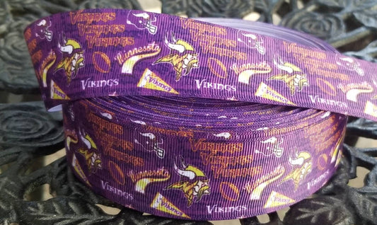 1.5" Minnesota Vikings Grosgrain Ribbon. NFL Football Sports Ribbon. Lowered price see why in description.