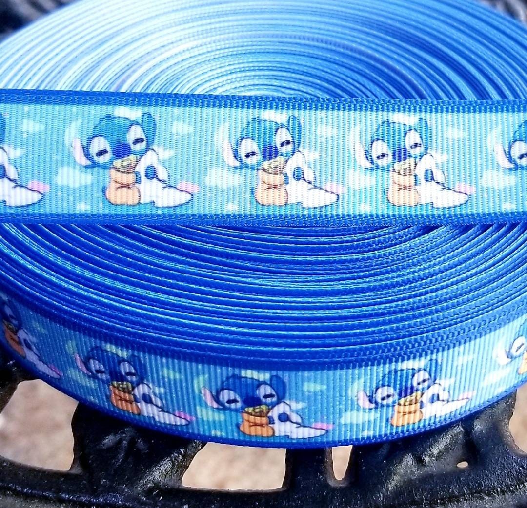 7/8" Lilo and Stitch Grosgrain Ribbon. Bow Ribbon