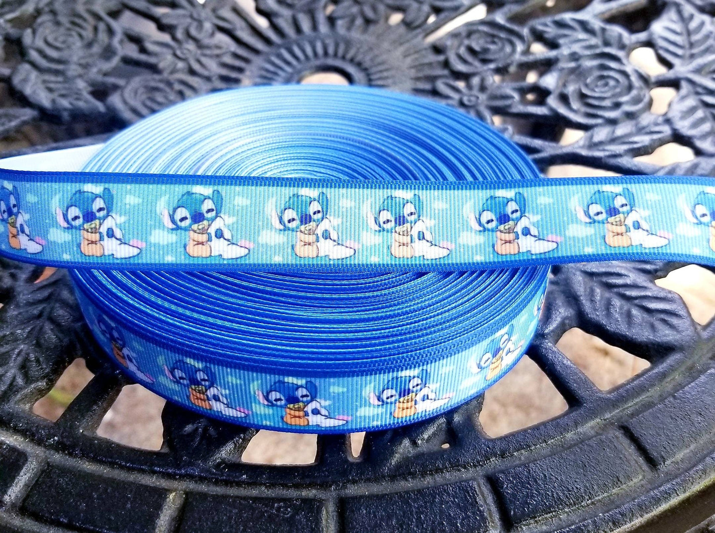 7/8" Lilo and Stitch Grosgrain Ribbon. Bow Ribbon