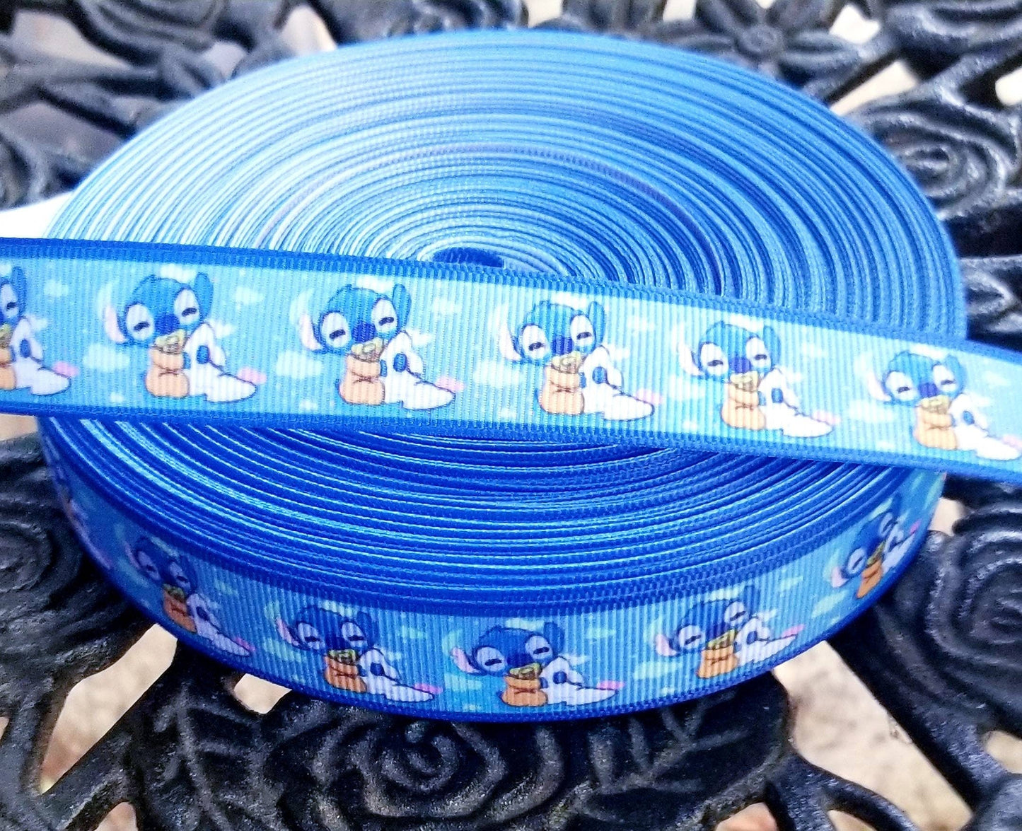 7/8" Lilo and Stitch Grosgrain Ribbon. Bow Ribbon