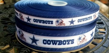 7/8" 1.5" Dallas Cowboys Grosgrain Ribbon. NFL Football Sports Team Ribbon