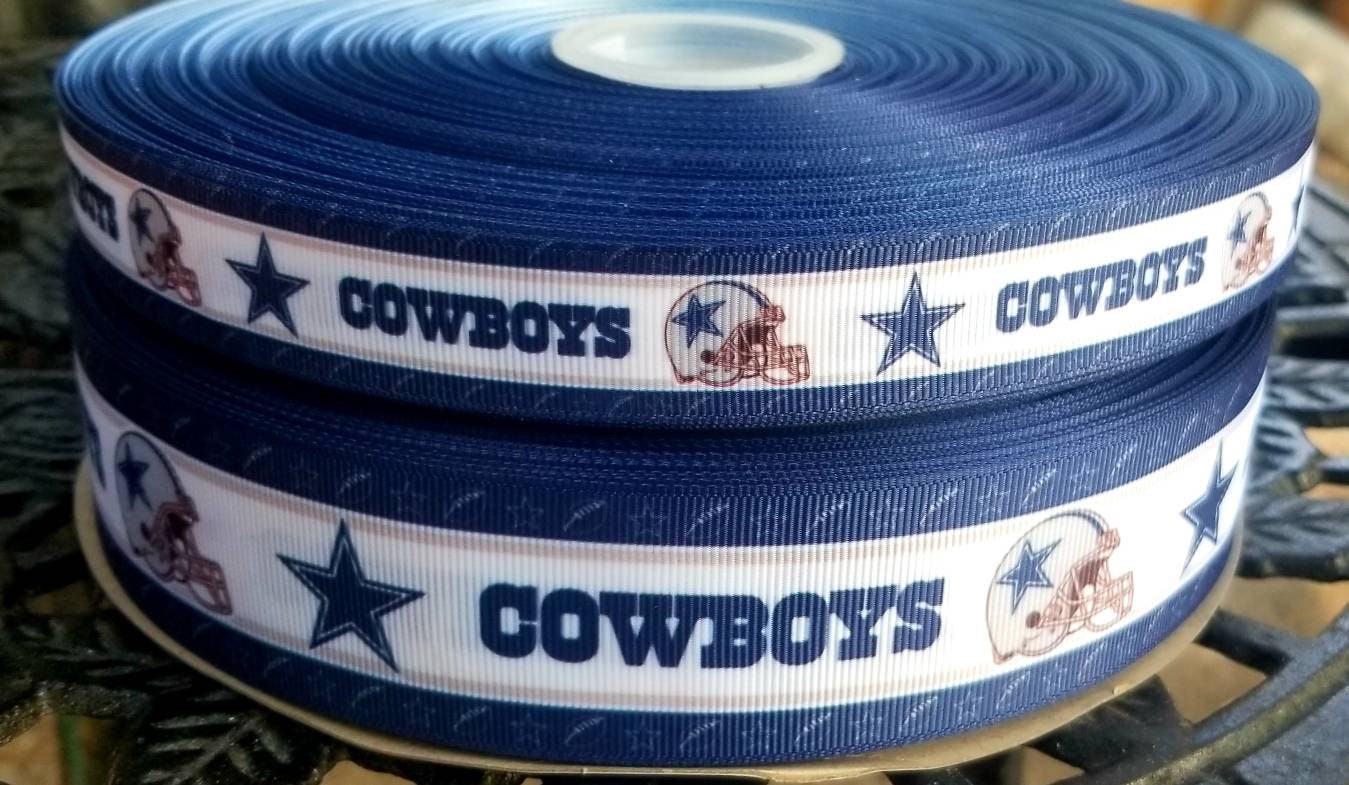 7/8" 1.5" Dallas Cowboys Grosgrain Ribbon. NFL Football Sports Team Ribbon