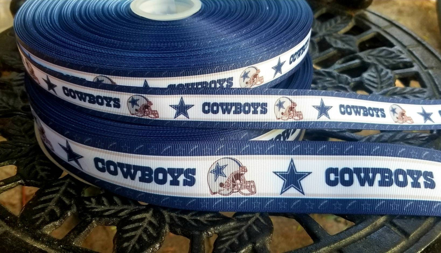 7/8" 1.5" Dallas Cowboys Grosgrain Ribbon. NFL Football Sports Team Ribbon