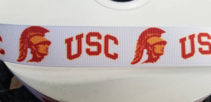 7/8" USC College Football Grosgrain Ribbon. Football Sports