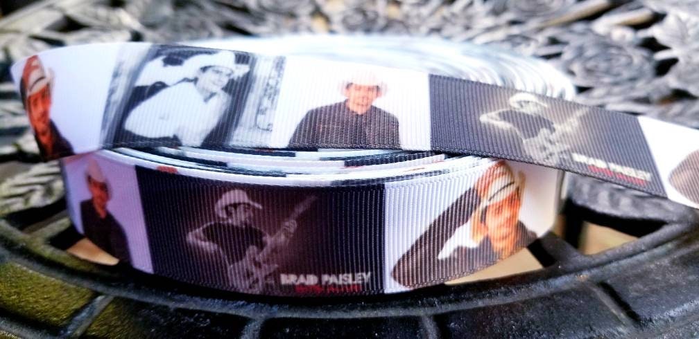 7/8" Brad Paisley Country Singer grosgrain ribbon