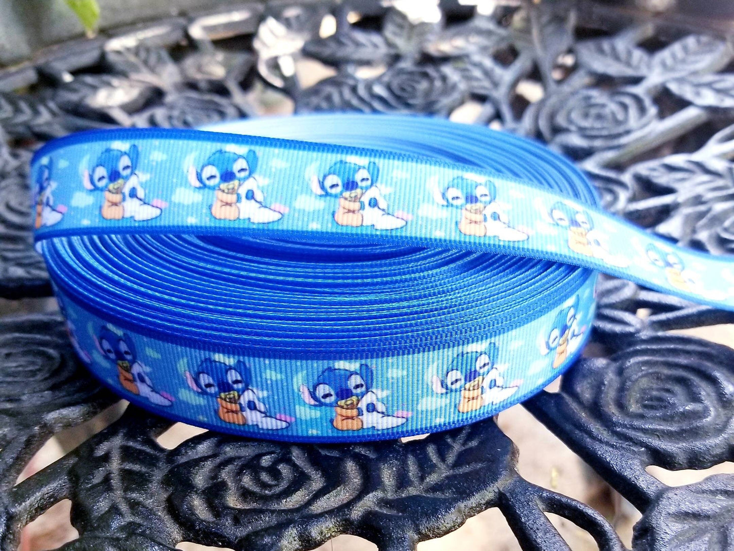 7/8" Lilo and Stitch Grosgrain Ribbon. Bow Ribbon