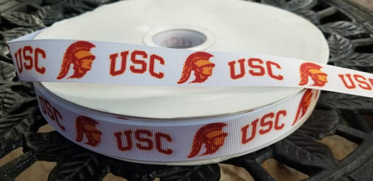 7/8" USC College Football Grosgrain Ribbon. Football Sports