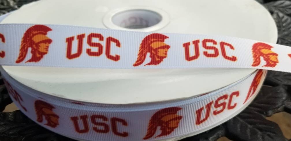 7/8" USC College Football Grosgrain Ribbon. Football Sports