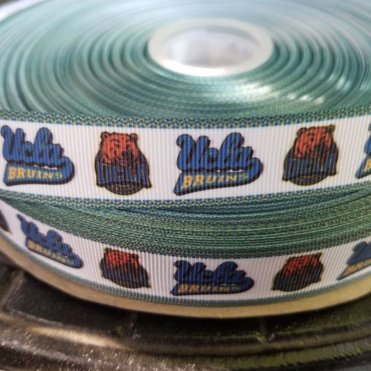 7/8" UCLA College Football Grosgrain Ribbon. Football Sports Ribbon. College Football Ribbon University Football