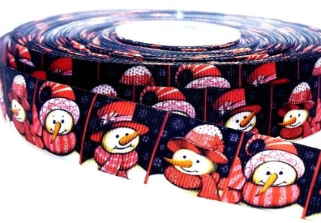 2 yards in stock - 7/8" Christmas Snowman Holiday Ribbon