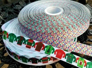 7/8" Christmas Lights or 7/8" Christmas Sweater Holiday Ribbon