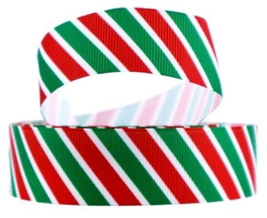 1" Christmas Peppermint Stripes Holiday Ribbon