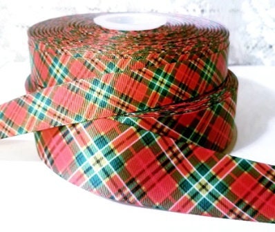 7/8" or 1.5" Christmas Red and Green Plaid Holiday Ribbon