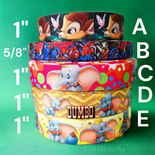 5/8" or 1" Cartoon Deer Fish Elephant Ribbon